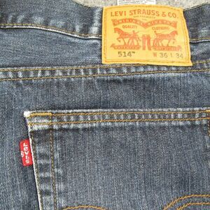 Levis‎ 514 Jeans Mens 36x34 Slim Straight Cotton Blue Denim Medium Dark Wash
